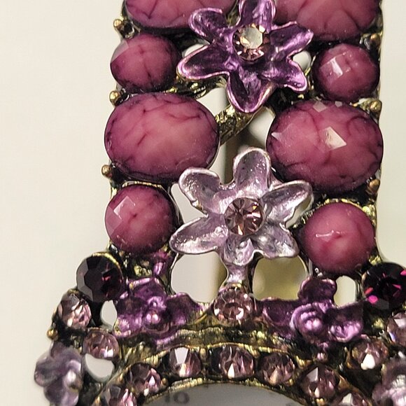 Purple Rhinestone Watch Cuff Band Round Face Ornate Fashion Watch - NEW ! - Picture 15 of 16
